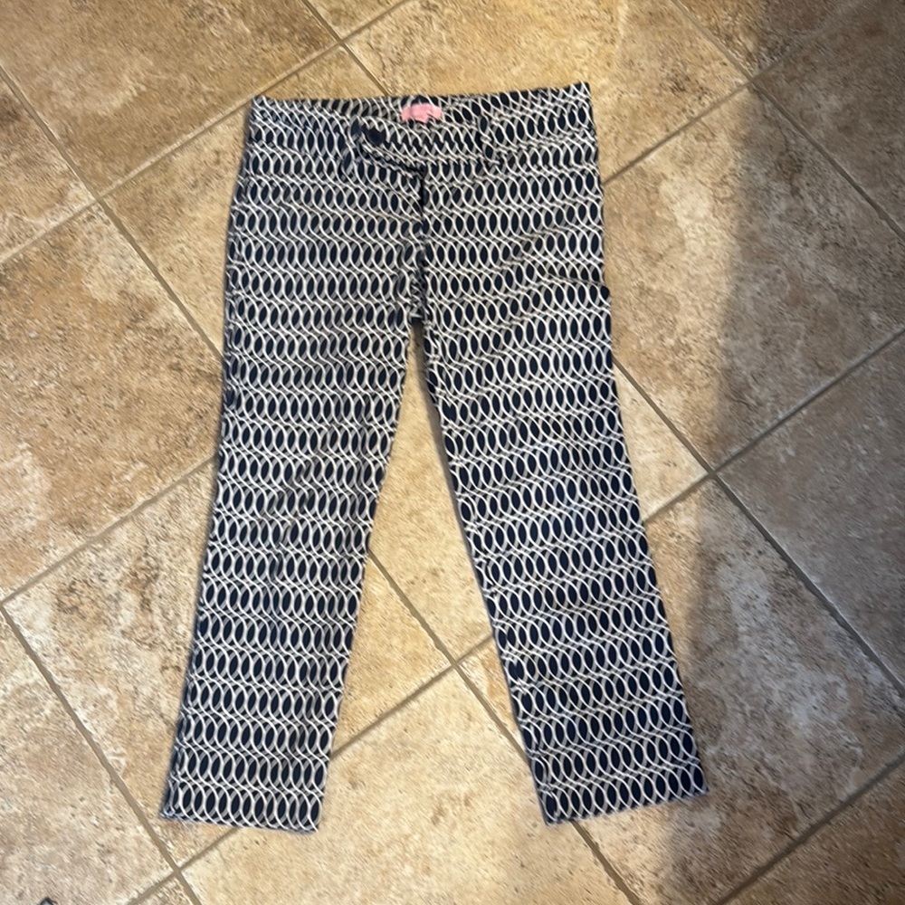 Lilly Pulitzer Navy and White Cropped Pants